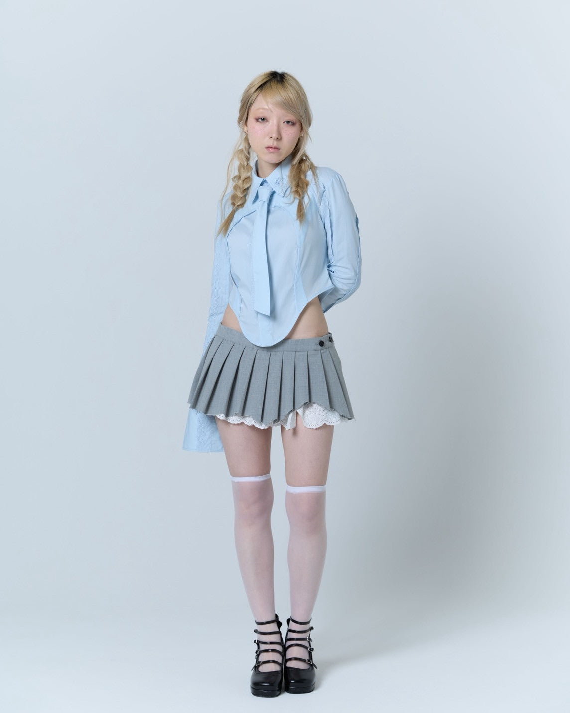 Handkerchief Tied Shirt (Blue) – neith.onlinestore