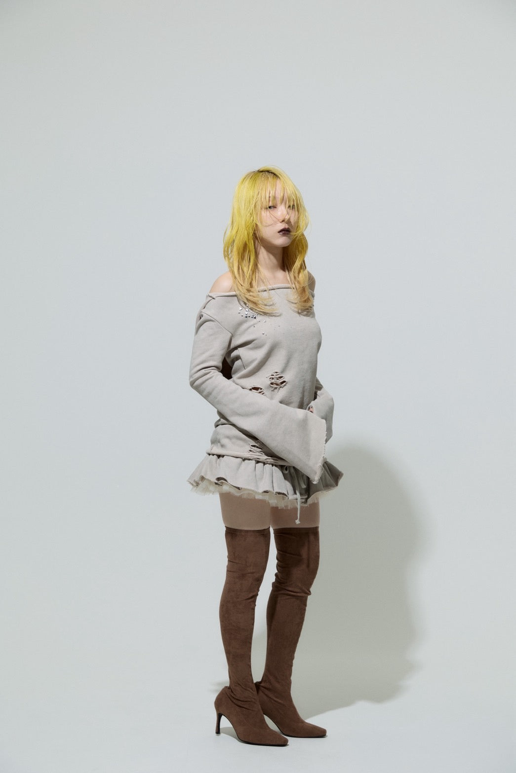 Love Veil Sweat Dress(Beige)