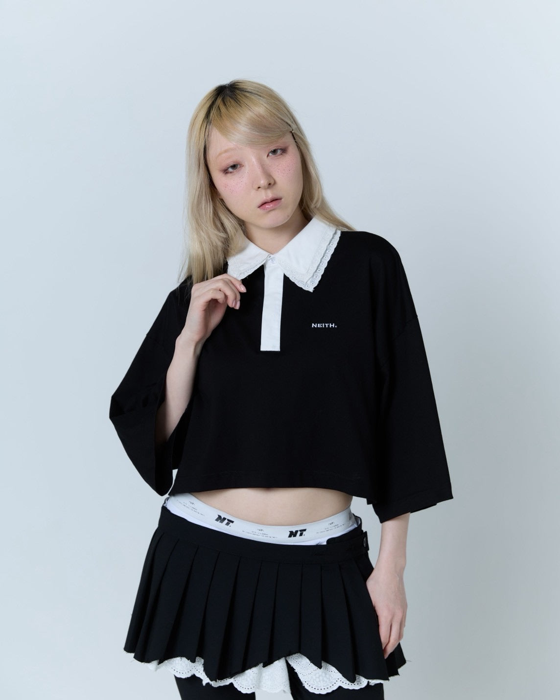 Double Collar Rugger Shirt (Black)