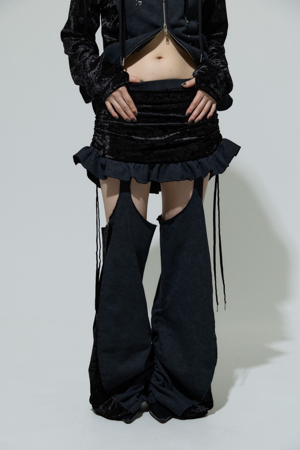 Spark Garter Skirtpants(Black)