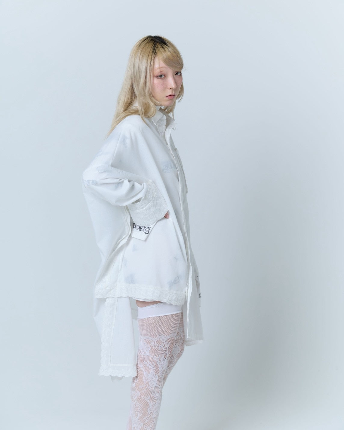 Handkerchief Shirt Dress (White)