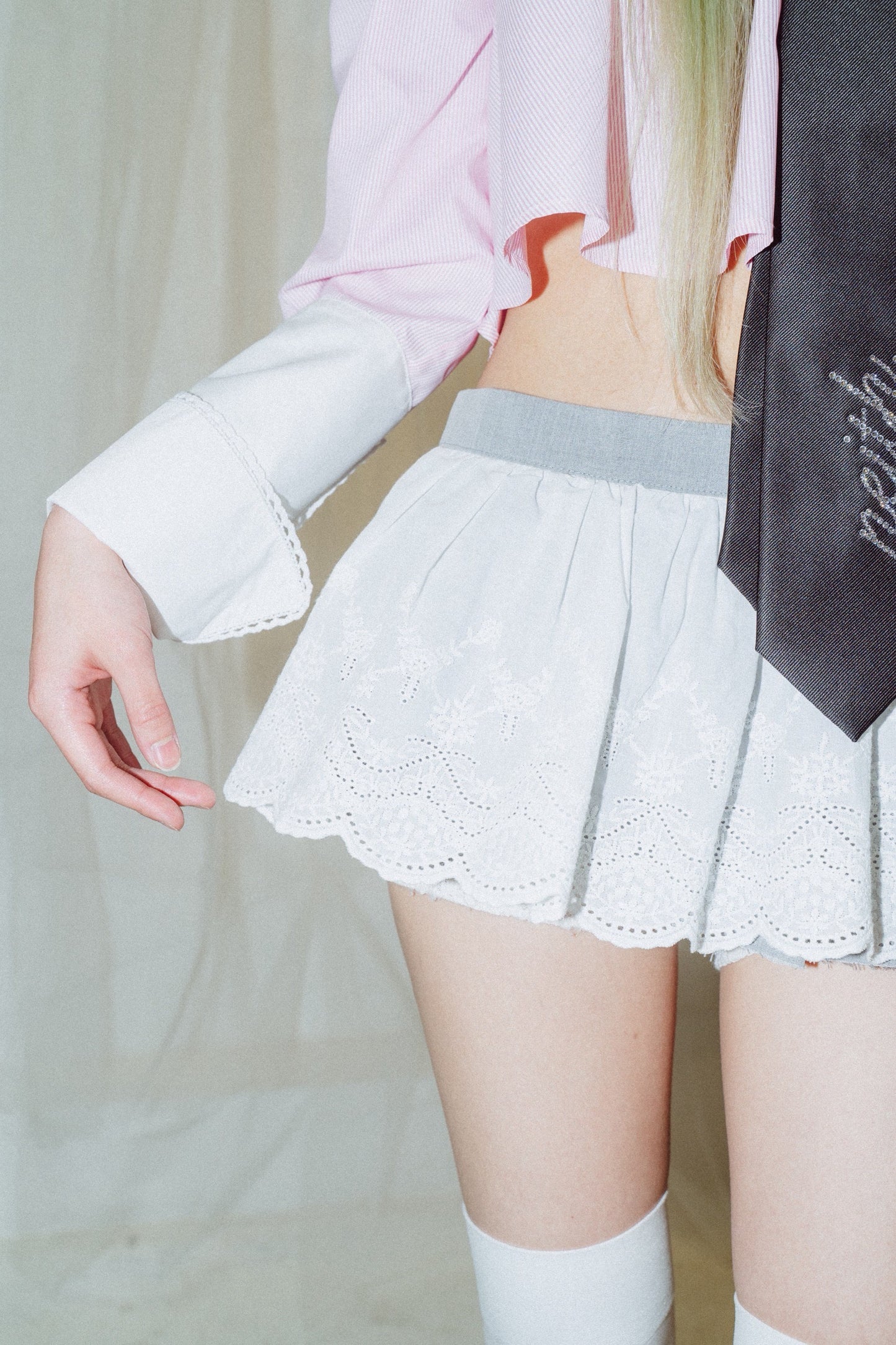 Destroyed Micro Mini Skirt (Gray)