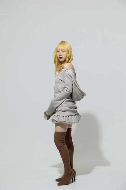 Love Veil Sweat Dress (Beige)