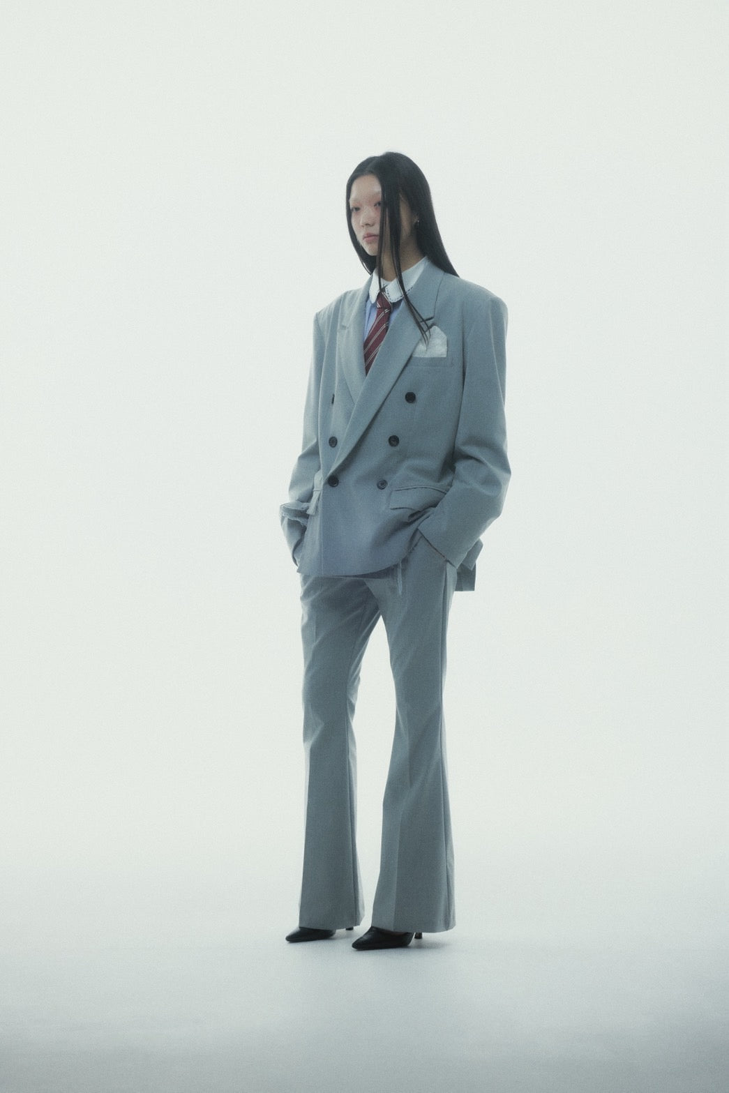 【Last1】Destroyed Flare Trousers (Gray）