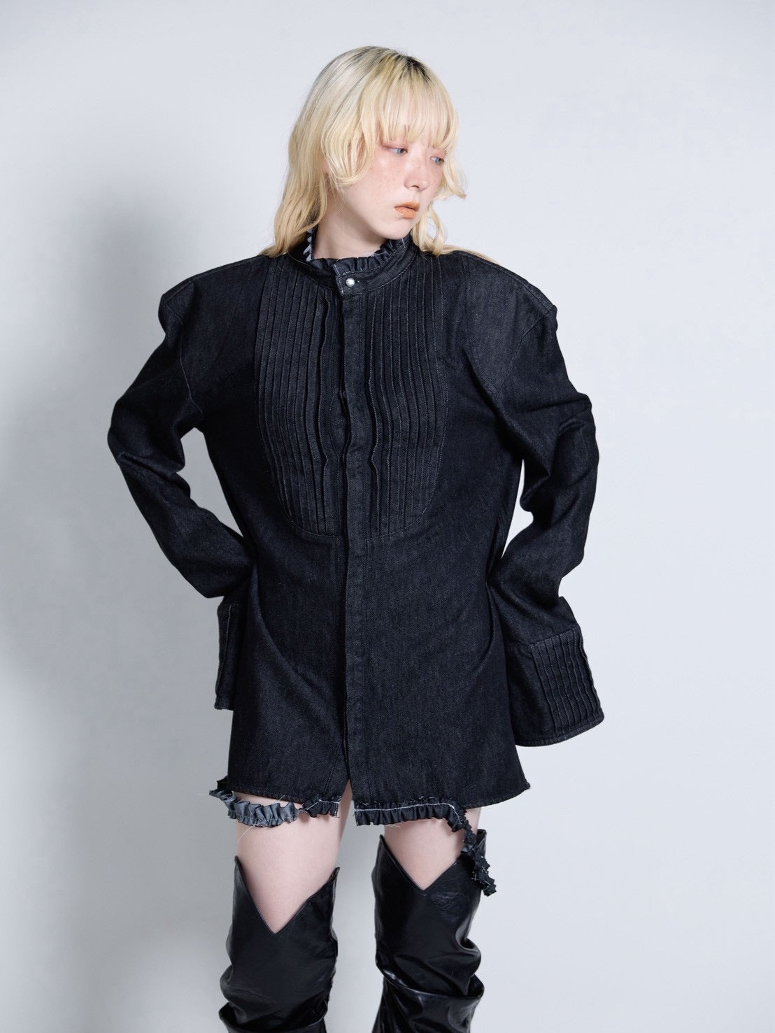 【9月下旬】Denim Shirt(Black)