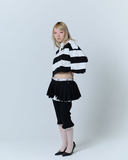Double Collar Rugby Shirt (White×Black)