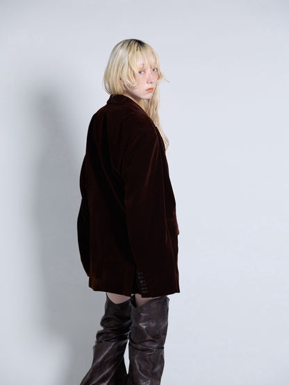【10月初旬】Velvet Tailored Jacket(Brown）