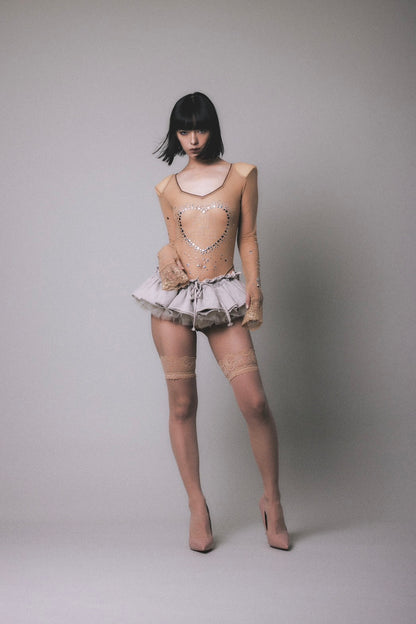 Metallic Sparkle Skin Top(Beige)