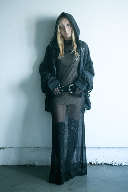 Metallic Sparkle Skin Dress(Black)
