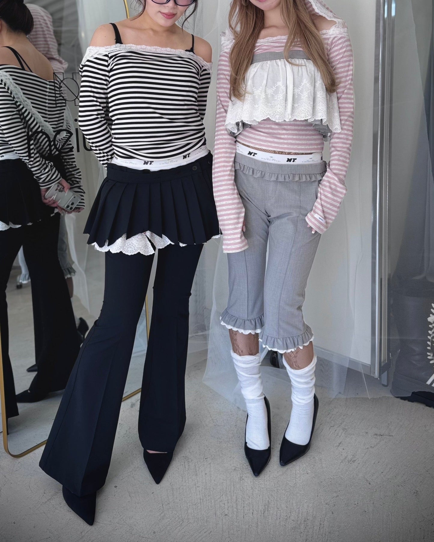 Layered Sabrina Pants (Gray)