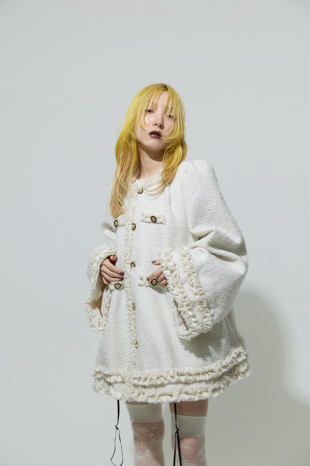 Tweed Bell Dress(Ivory)