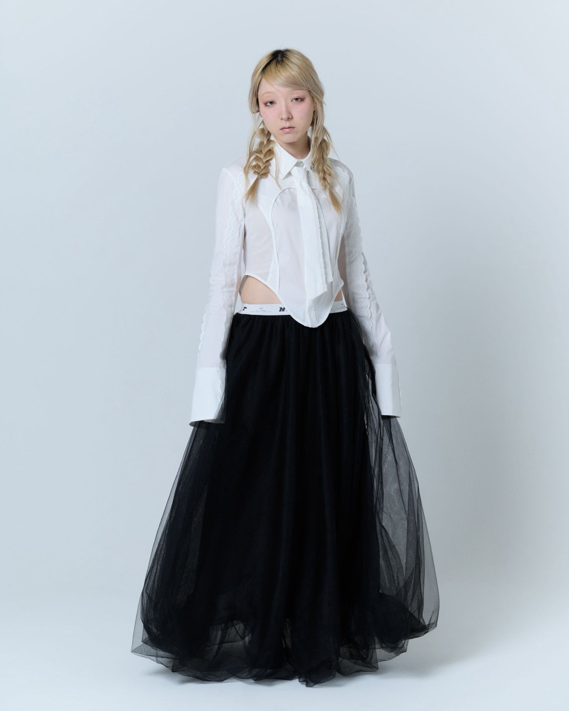 Handkerchief Tied Shirt (White)