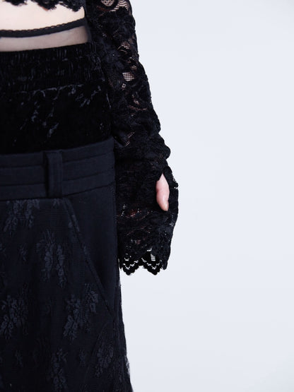 Flocky Lace Veil Top(Black)