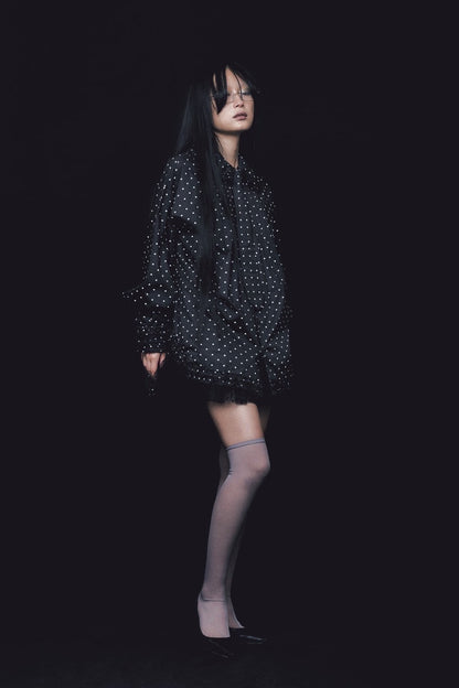 Love Dot Frill Shirt (Black)