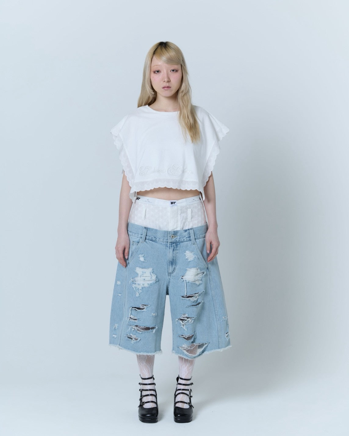 Destroyed Denim and Leg cover (Blue)