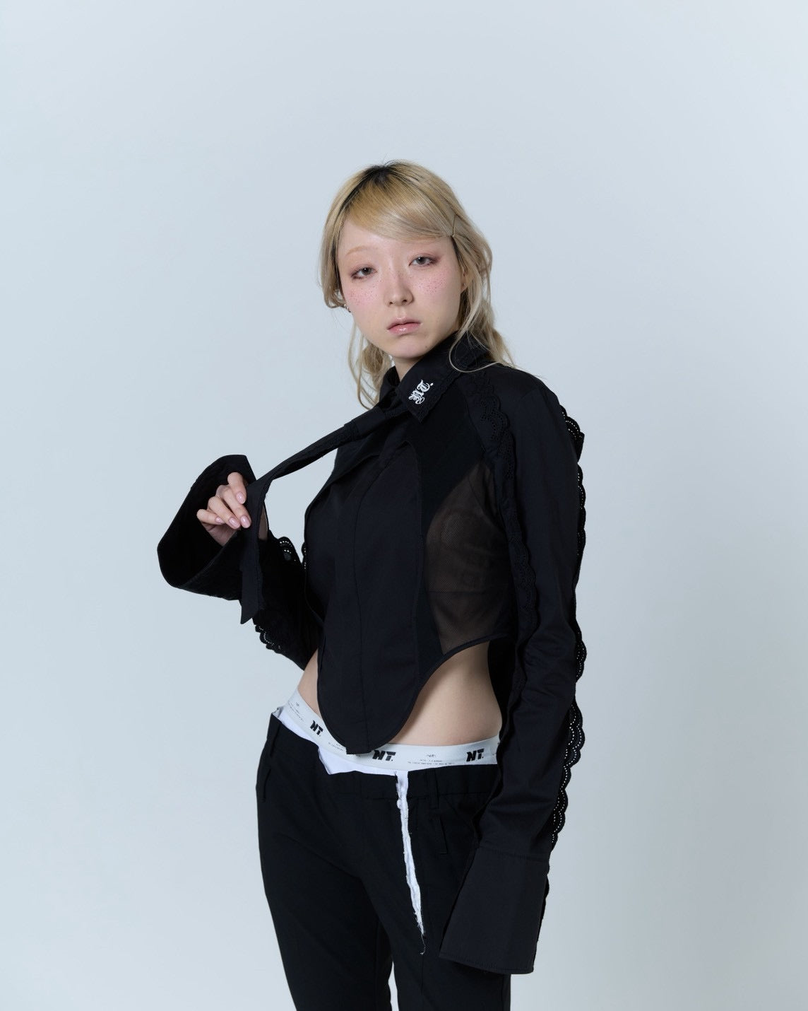 Handkerchief Tied Shirt (Black)