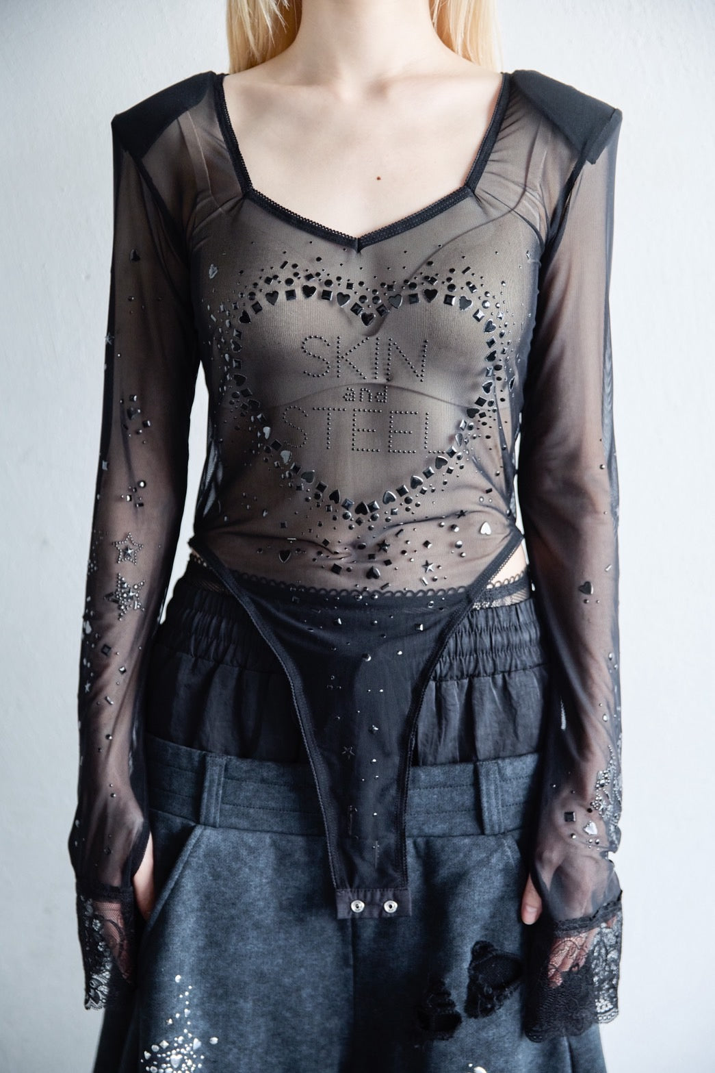 Metallic Sparkle Skin Top(Black)