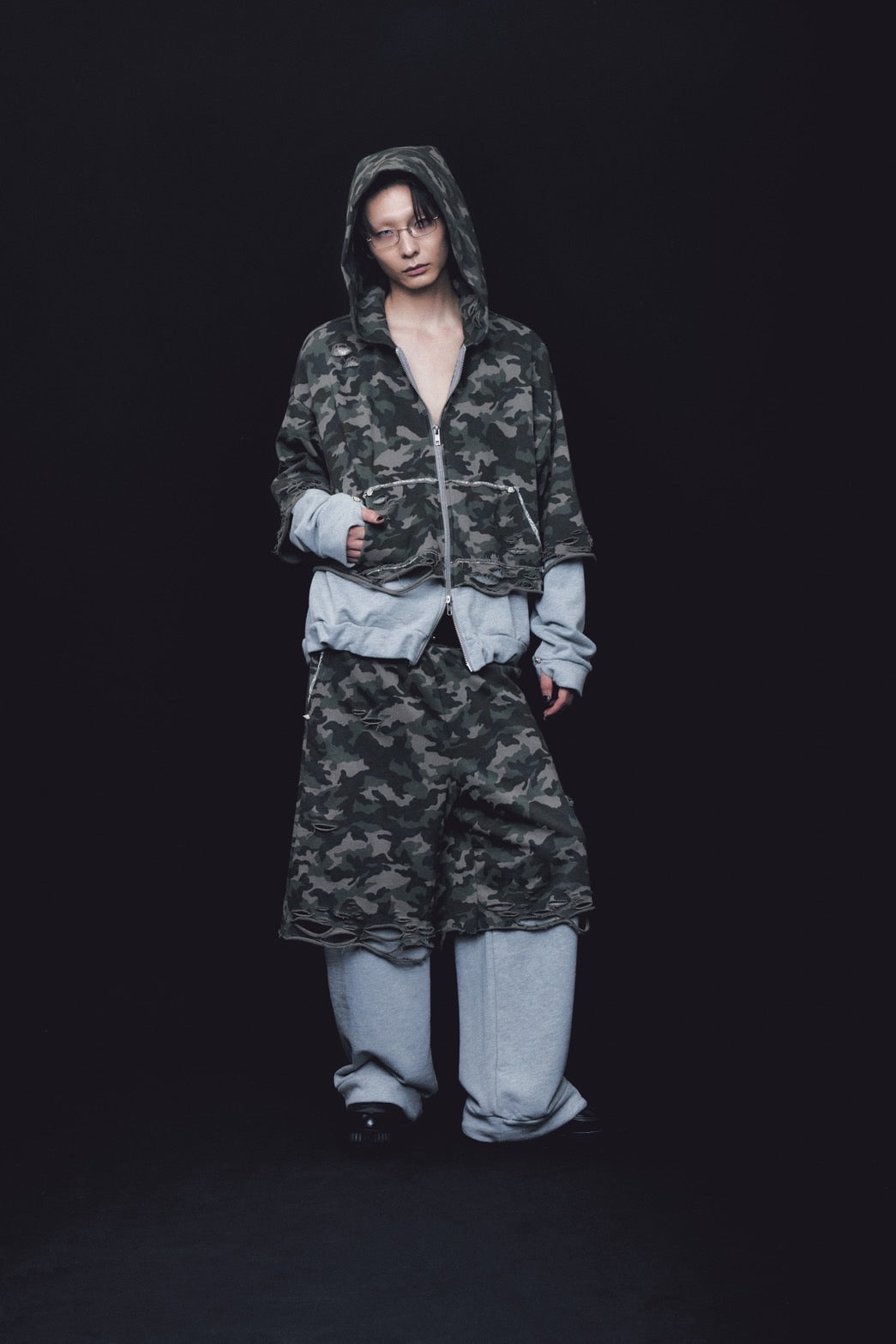 トップス neith.Layered Crush Hoodie&Sweat Pants Layered Crush Hoodie(Camo×Gray) – neith.onlinestore