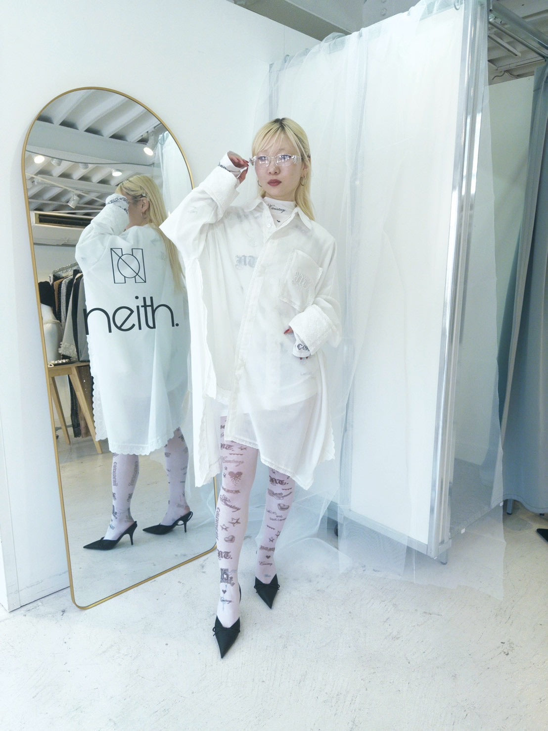 Handkerchief Shirt Dress (White)