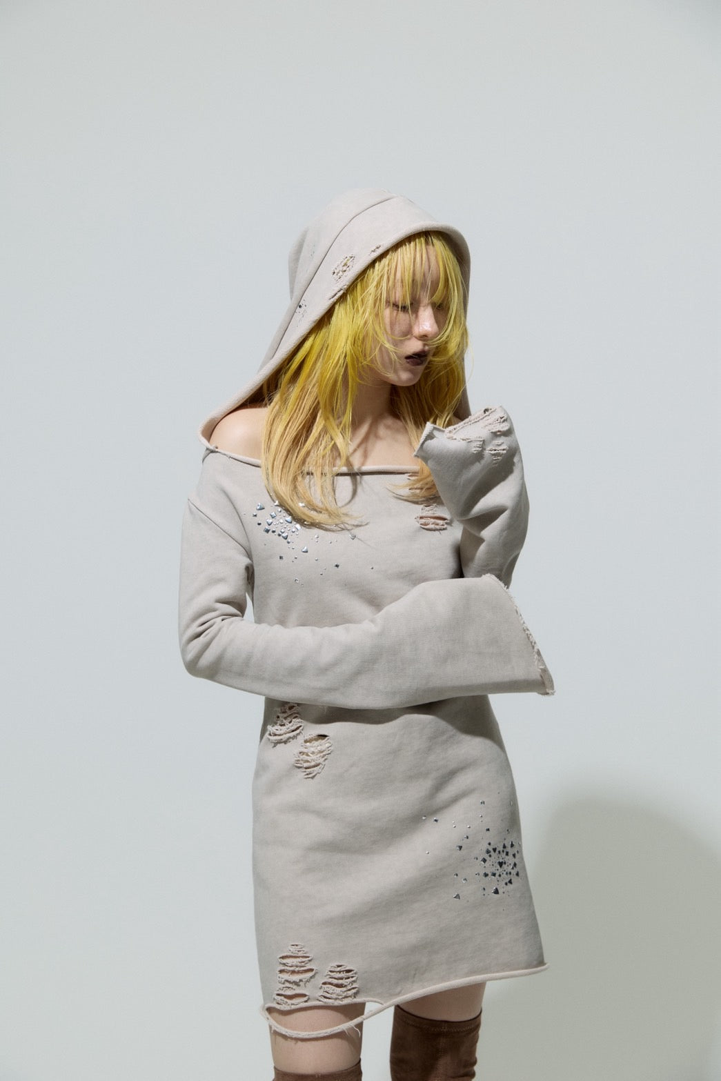 Love Veil Sweat Dress(Beige)