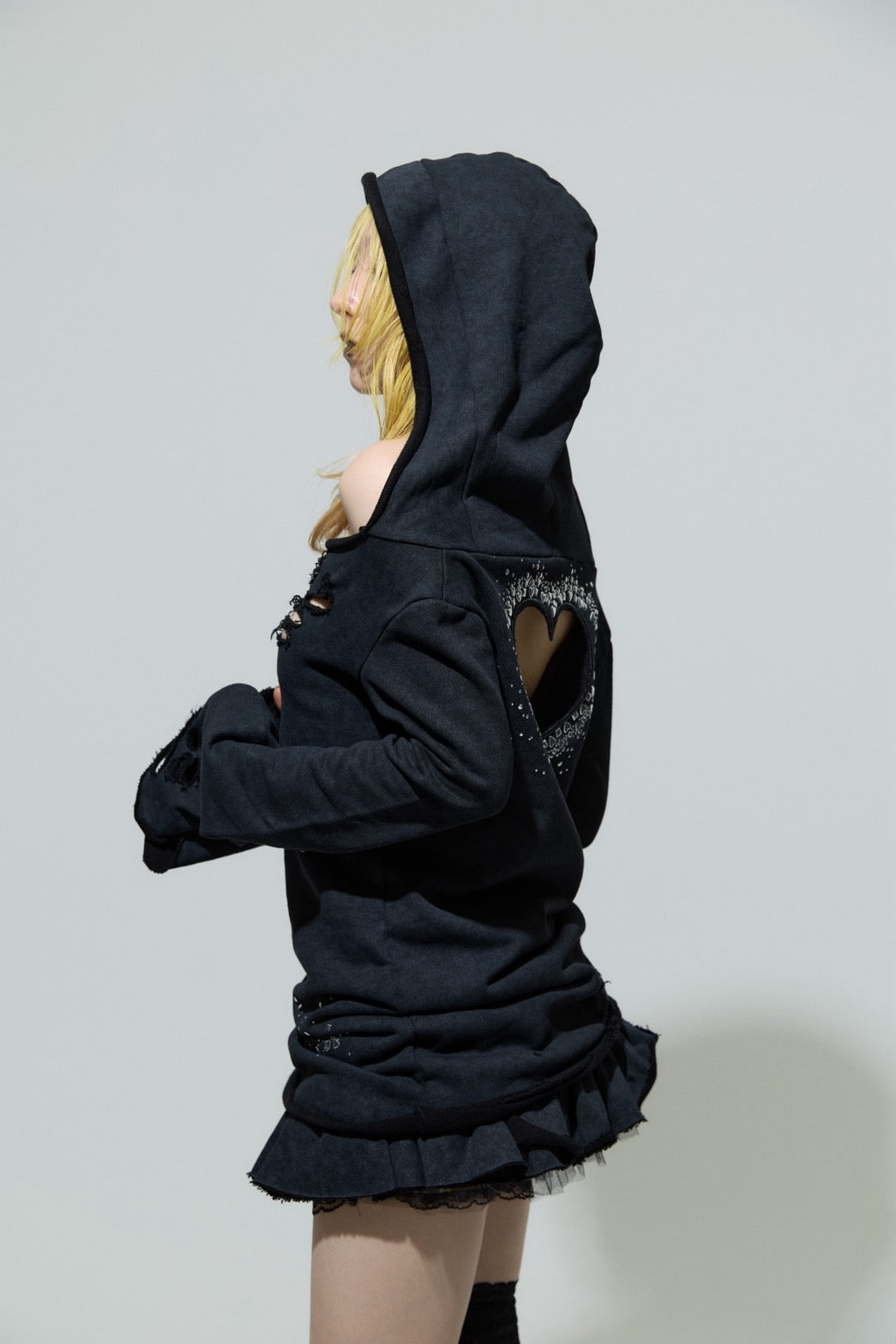 Love Veil Sweat Dress(Black)