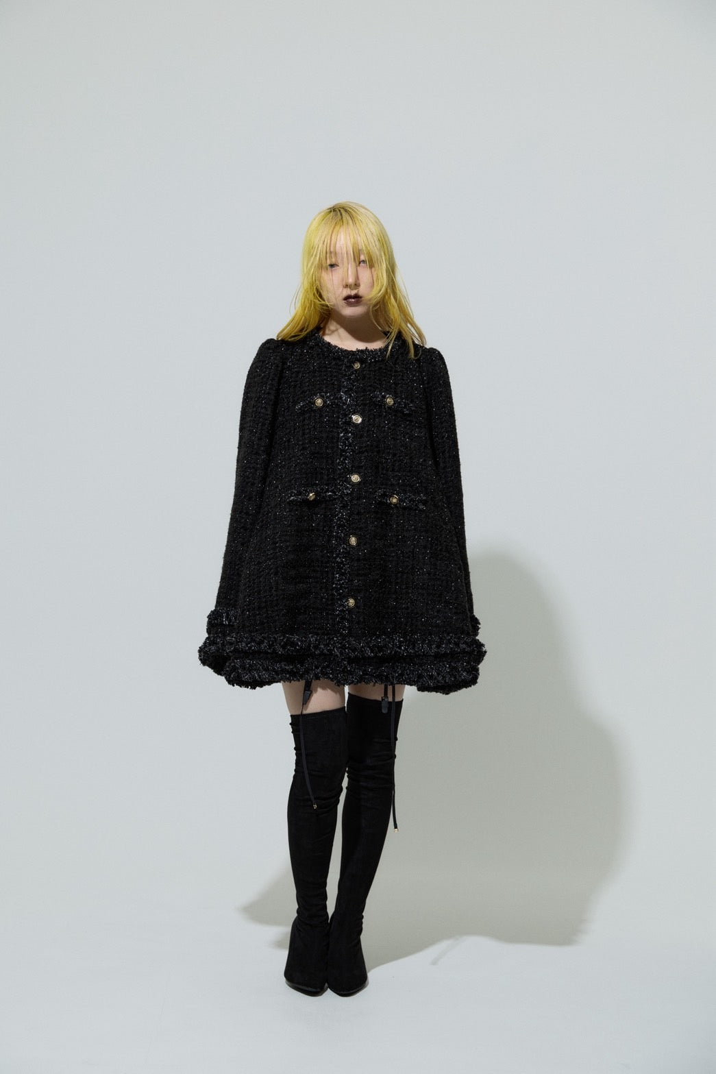 Tweed Bell Dress(Black)