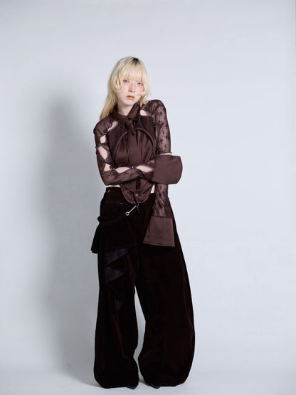Pierced Lingerie Shirt(Brown)