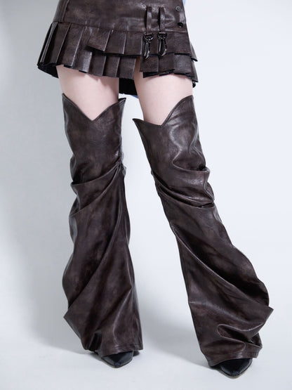 Curve Leather Leg Cover(Brown)