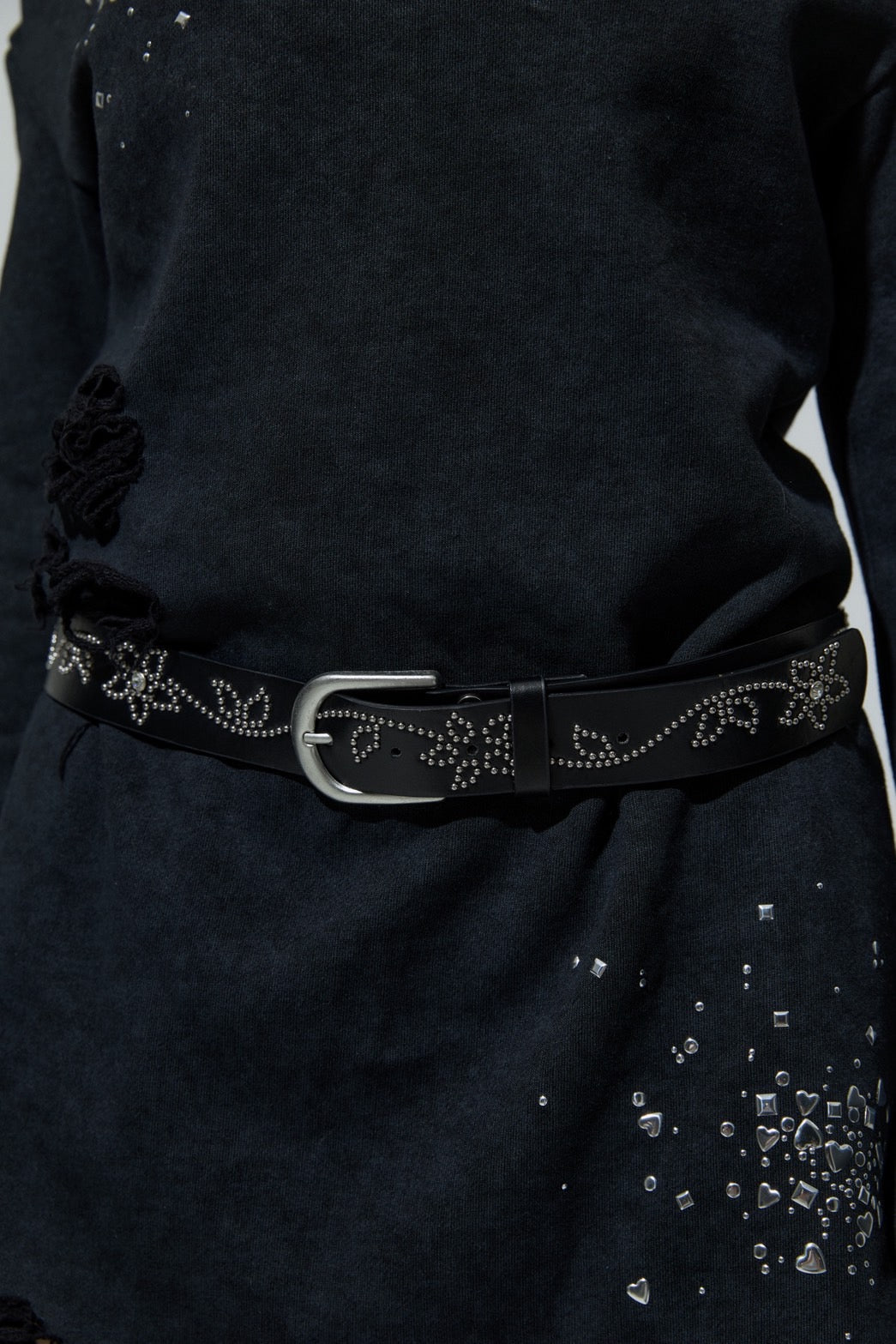 Flower Studs Belt(Black)