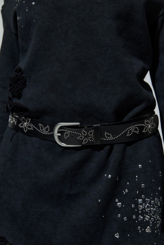 Flower Studs Belt(Black)
