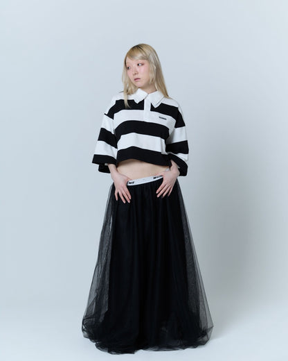 Double Collar Rugby Shirt (White×Black)