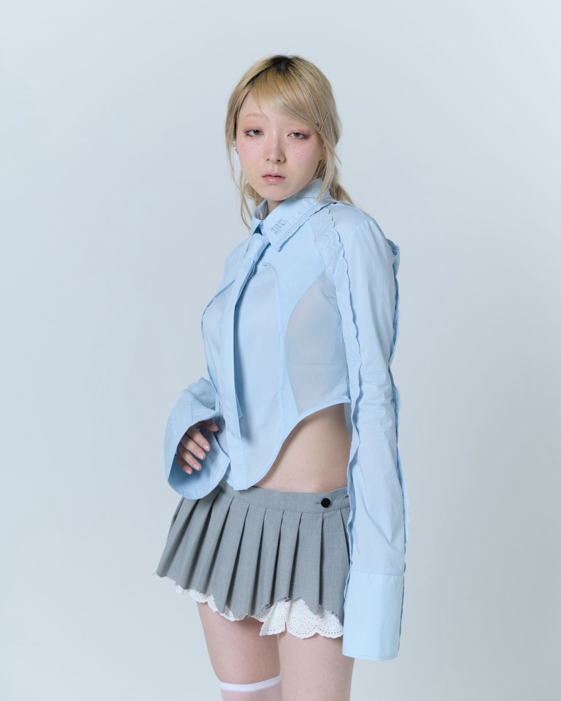 Handkerchief Tied Shirt (Blue)