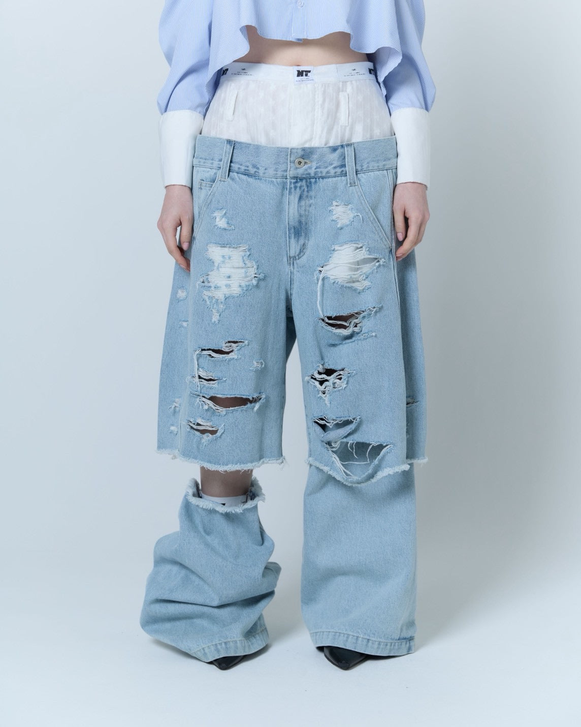 Destroyed Denim and Leg cover (Blue)