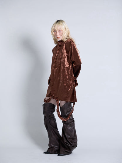 Curve Leather Leg Cover(Brown)