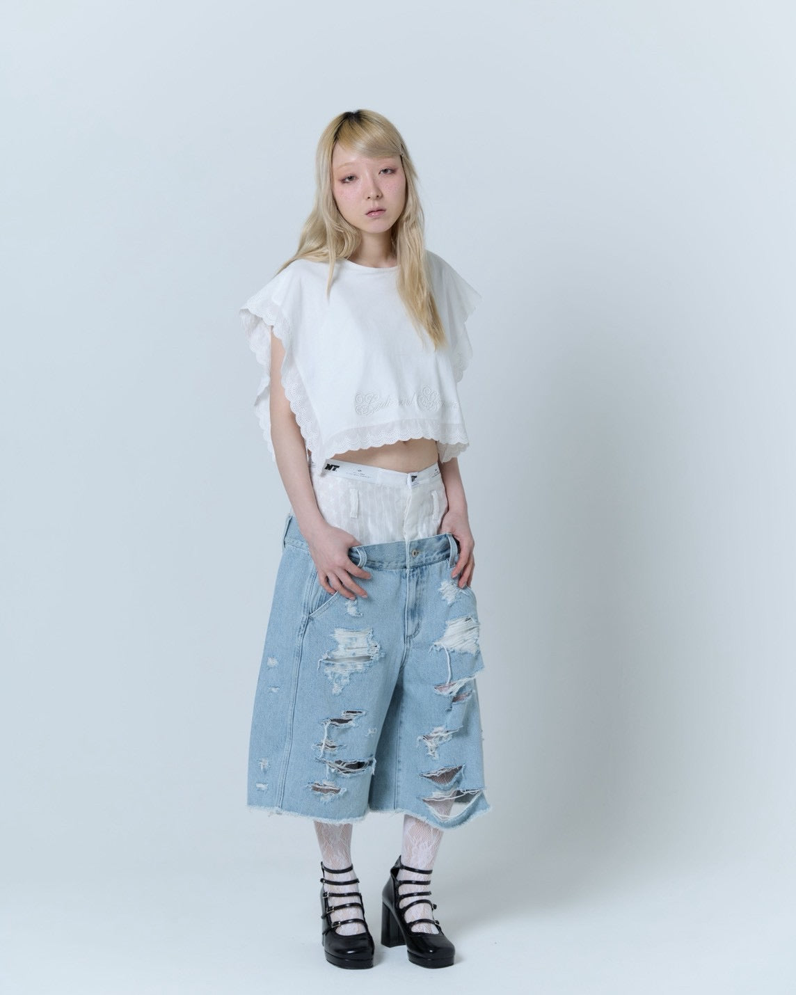 Destroyed Denim and Leg cover (Blue)