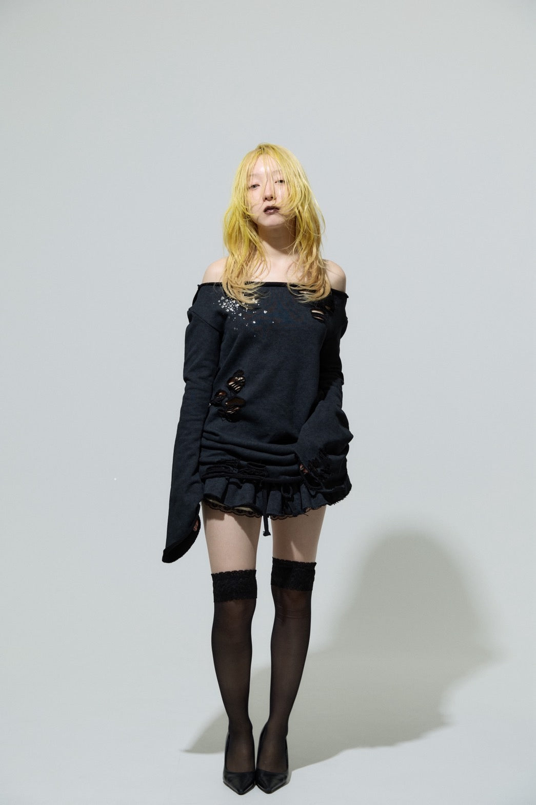 Love Veil Sweat Dress(Black)