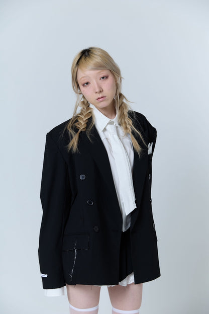 Destroyed Pocket Chief Jacket (Black）