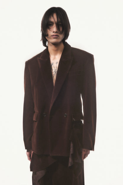 【10月初旬】Velvet Tailored Jacket(Brown）