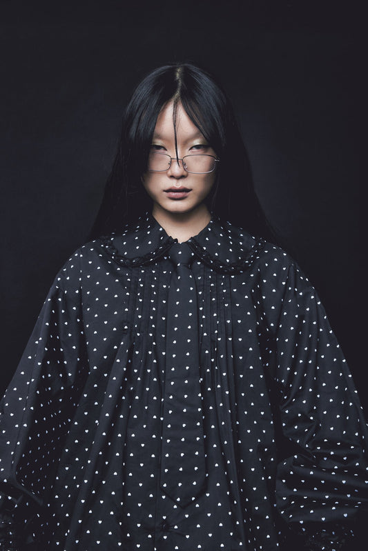 Love Dot Frill Shirt(Black)