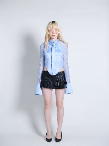 Pierced Lingerie Shirt(Blue)