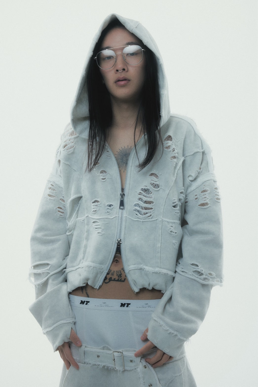 Last1】Destroyed Crush Hoodie (Powder Gray) – neith.onlinestore