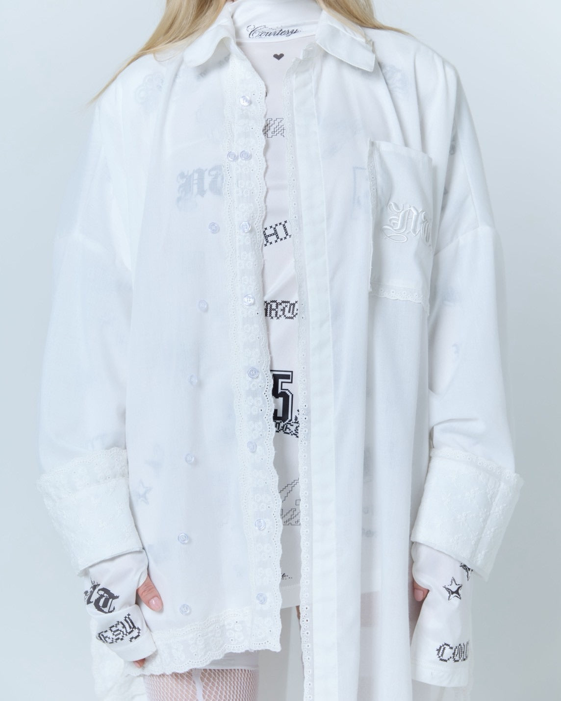 Handkerchief Shirt Dress (White)