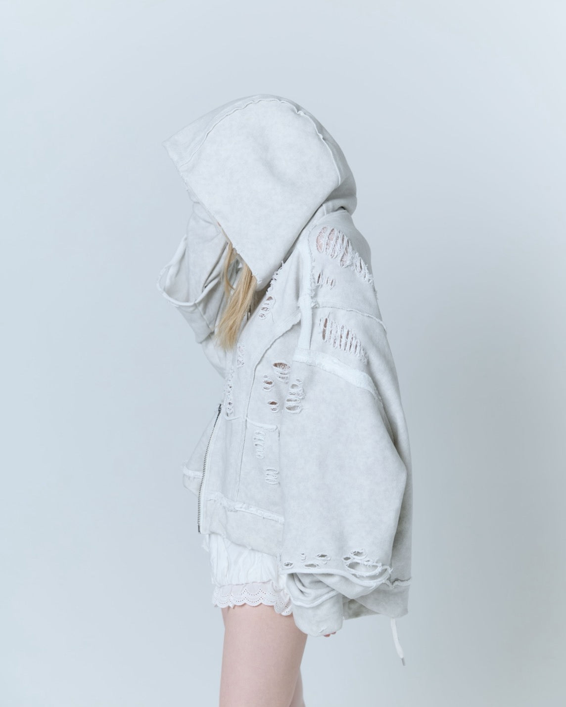 Destroyed Crush Hoodie (Powder Gray)