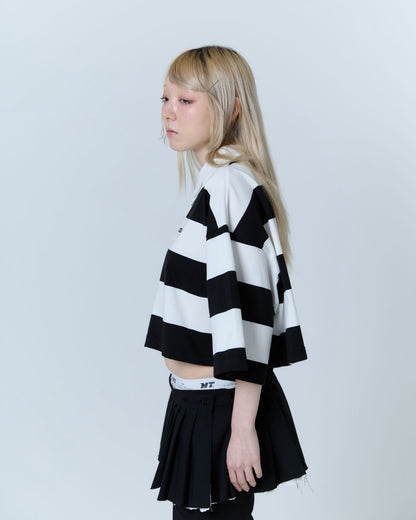 Double Collar Rugby Shirt (White×Black)