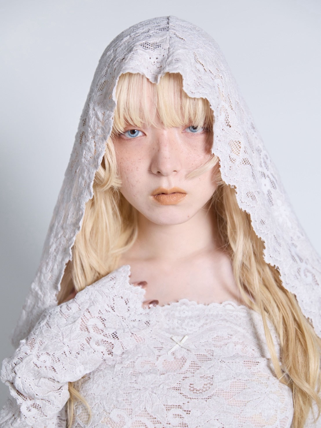 Flocky Lace Veil Top(Ivory)
