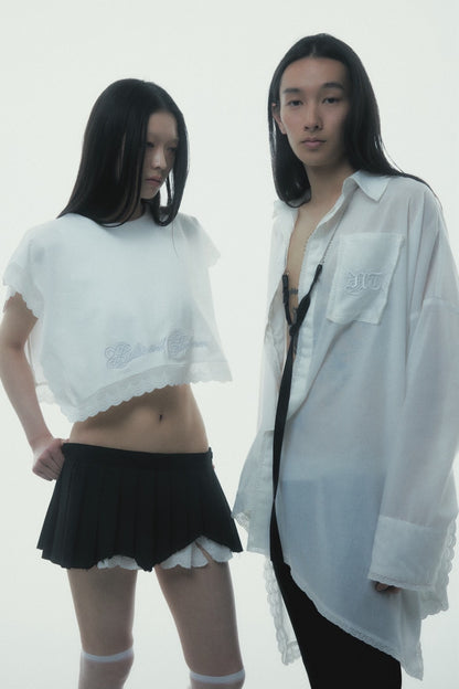 Handkerchief Shirt Dress (White)