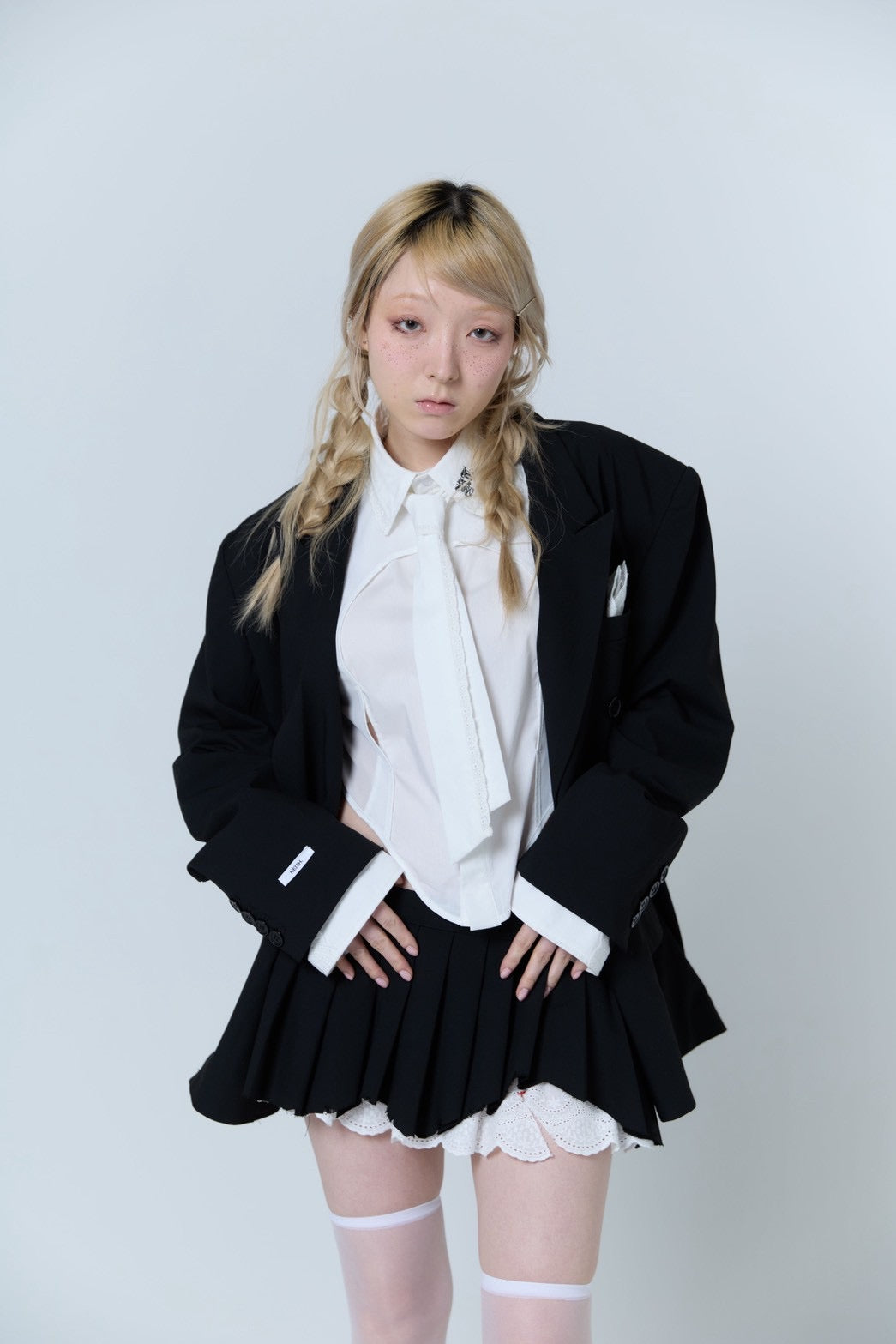 Handkerchief Tied Shirt (White)