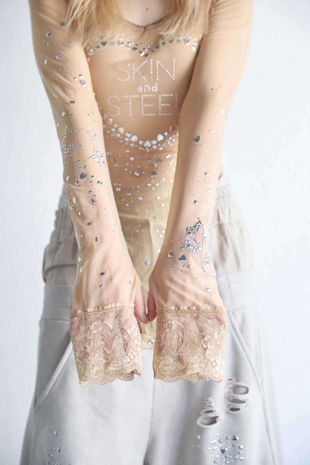 Metallic Sparkle Skin Top(Beige)