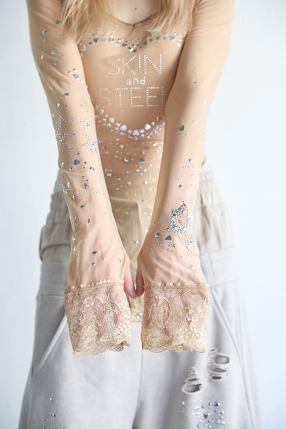 Metallic Sparkle Skin Top(Beige)