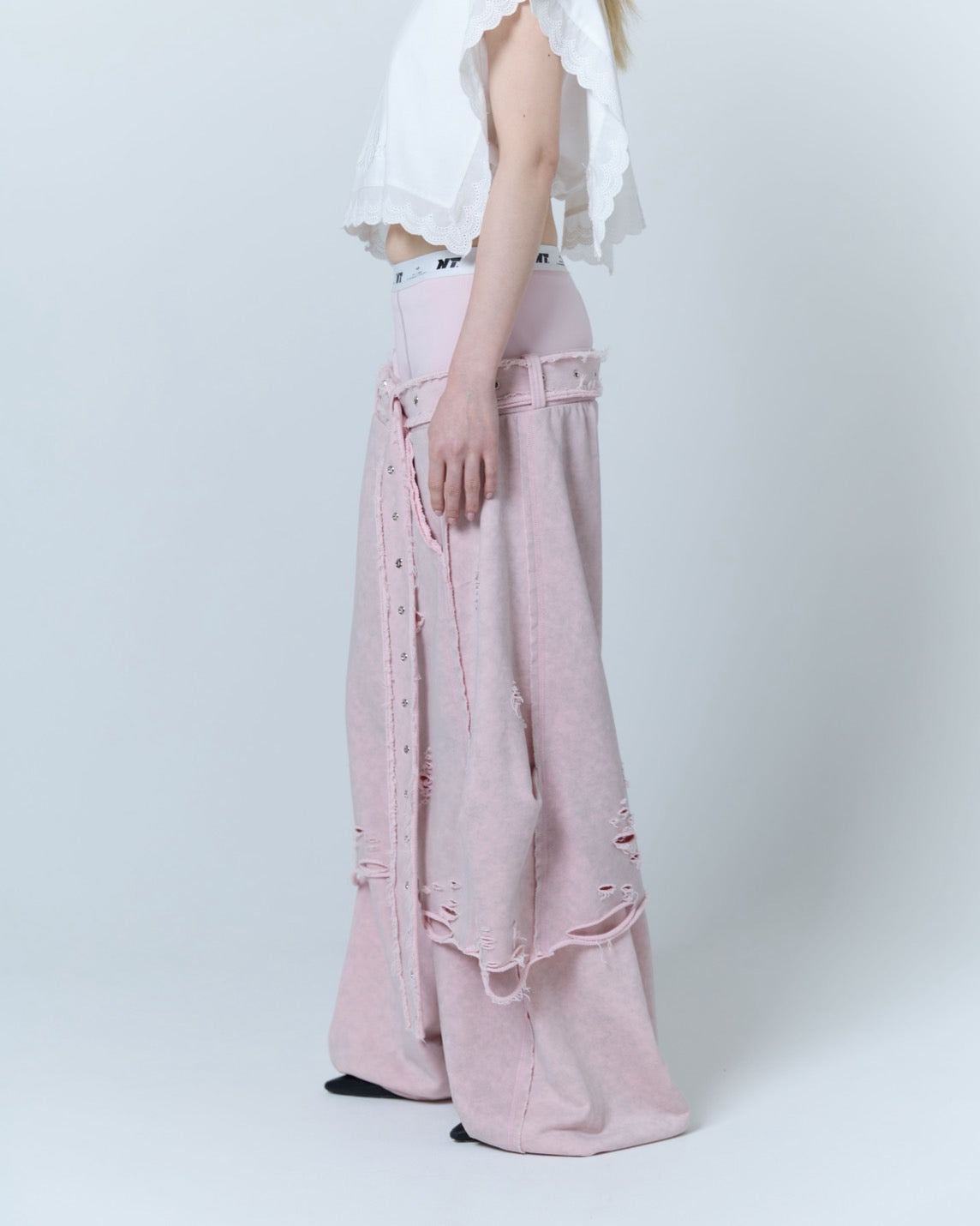 Boxer Destroyed Sweat Pants (Pink)